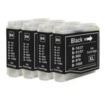 4 Black Ink Cartridges compatible with Brother Fax-1360, Fax-1460, Fax-1560
