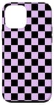 iPhone 12 mini Black Purple Classic Checkered Pattern Checker Checkerboard Case