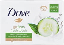 Dove Jabon Crema Go Fresh Set contains Hand Soaps 200 g, Pack of 2