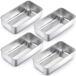 Homikit Loaf Tin Set of 4, Stainless Steel Loaf/Cake/Bread Tins Baking Moulds, Rectangular Oven Baking Pan Bakeware Set - Meatloaf, Toast Bread, Pie, Lasagna, Healthy & Non-Toxic & Durable
