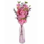 Artificial Flower Arrangement  100cm Pink Artificial Blossom and Berries Glass Vase