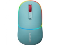Mysz Canyon CANYON MW-22, 2 in 1 Wireless optical mouse with 4 buttons,Silent switch for right/left keys,DPI 800/1200/1600, 2 mode(BT/ 2.4GHz), 650mAh Li-poly battery,RGB backlight,Dark cyan, cable length 0.8m, 110*62*34.2mm, 0.085kg
