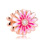 PANDOCCI 2020 Spring Pink Daisy Flower Enamel Bead 925 Silver DIY Fits for Original Pandora Bracelets Charm Fashion Jewelry