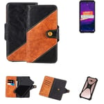 Sleeve for Ulefone Armor 9 Wallet Case Cover Bumper black Brown 