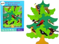 Pussel LeanToys trä träd skog fåglar DIY byggklossar, tredimensionella pussel i trä