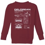 Back To The Future Delorean Schematic Kids' Sweatshirt - Burgundy - 3-4 Years - Burgundy
