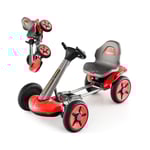 12V elektrisk gokart för barn med LED & 2-vägs justerbar ratt & stolsbelysning röd