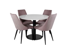 Venture Design Razzia & Leone matgrupp Vit/rosa 4 st stolar & bord 106 cm