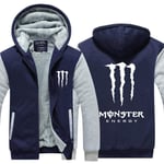 Mens Hoodie Jacket Hooded Sweater For Monster Energy Print Casual Zip Warm Teen Sweatshirt Stitching Long Sleeve Coat - Valentine Gift A-Medium