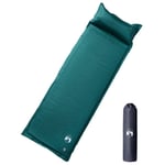 vidaXL Självuppblåsande campingmadrass med integrerad kudde grön 4007126