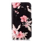 iPhone 11 - Mønstret læder cover / pung - Røde blomster