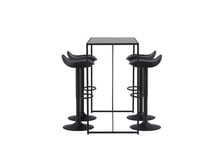 Venture Design Brea & Adesto bargrupp Svart/svart 4 stolar & bord 120 x 60 cm