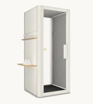 MUTE Telefonbås Jetson S1, H225 x B100 D100 cm Tillbehör: Library set (Deep shelf. shallow display rail. wall hook. stand. 2 magnets. bookends) Moon white (NCS S 1000-N)