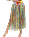 Lång Flerfärgad Hula-Kjol med Blommor 75 cm