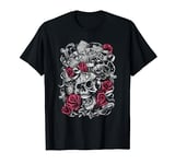 Guns N' Roses Official Flourish Skull Pink Roses T-Shirt