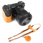 Sony Alpha A6600 durable leather case - Brown