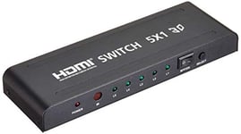 Premium Cord Commutateur HDMI 5 : 1 métal avec télécommande et Bloc d'alimentation