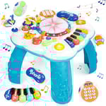 Jouet Bebe 1 an - Table d'activité Bébé Jouet Educatif Enfant 1 2 Ans Fille Garcon Instrument de Musique Bébé avec Lumières et Musique Piano Enfant Tambour Jouer Cadeau Bebe Enfants Garcon 1 2 3 Ans