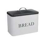 Extra Large Bread Bin White & Grey Bread Loaf Canister Vintage Metal Bread Box Container Kitchen Home Food Storage