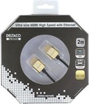 Ultratunn HDMI-kabel, 3,6mm diameter, 2 meter Ultra HD