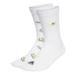 adidas Unisex Run x Ultraboost Shoe Love Graphic Socks 2 Pairs, White/Lucid Lemon/Black, 13-14.5