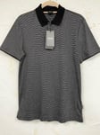 HUGO BOSS Polo Shirt Black Stripe Slim Fit Cotton Size Small HL 192