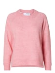 Selected Femme Slflulu Ls Knit O-Neck B Noos Rosa