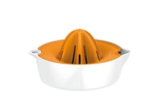 Fiskars Fruit Juicer, With Container, Diameter: 11.9 cm, Synthetic Material, Functional Form, White/Orange, 1016125