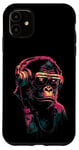 iPhone 11 Neon Gorilla With Headphones Techno Rave Music Monkey Case
