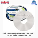 Mediarange Branded Blank LOGO DVD-R 4.7 GB 16x Speed 120Min Cake Tub x 600 Discs