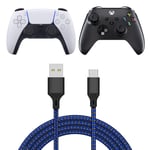 FYOUNG Charging Cable Compatible with PS5 Controllers (5M), Nylon Braided Universal USB C Charger Cable Compatible with XBox Series X/S Controller and Phones - Blue