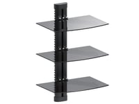 Wall Shelf Mount Glass 3 Tier DVD Player Sky Box PS xBox Console Storage Unit UK