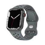 Bracelet Compatible avec Apple Watch Bracelet 42 mm 44 mm 45 mm, Bracelet Sport en Silicone pour iWatch SE Series 8 7 6 5 4 3 2 1 - Gris foncé, Gris foncé, 42mm/44mm/45mm