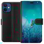Apple iPhone 12 mini Svart Plånboksfodral Blå fjäril