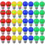 Färgade LED-lampor E27 3w=30w Dekorativa och designbelysning 240 Lumen AC220v-240v Dekorationslampa Blandade färger Röd Gul Blå Grön - Pack med 40 [energ