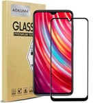 AOKUMA Xiaomi Redmi Note 8 Pro Tempered Glass Screen Protector, [2 Pack] Premium Full Screen Cover Guard Film, Case Friendly, 2.5D Round Edge,Shockproof, Scratchproof& oilproof(Black)