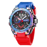 SMAEL 8060 -vedenpitävä urheiluseos miesten kello, kirkas näyttö HD-peilikello (värillinen sininen punainen)
