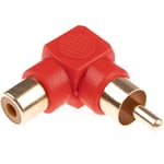 Red RCA Phono Right Angle Male Plug to Female Socket Audio TV Cable Adapter