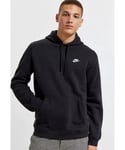 Nike Mens Club Pullover Hoodie Embroidered Logo In Navy Cotton - Size Medium