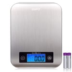Stainless Food Scale EMPO® Digital Kitchen - High Accuracy Electronic Cooking Weighing Scale with LCD Display and Tare Feature, Batteries Included