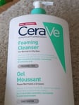 CeraVe Foaming Cleanser for Normal to Oily Skin 1 Litre with Niacinamide and 3 