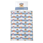 roba Paw Patrol Parure de Lit Enfant - 2 Pièces 100% Coton - Housse de Couette 100 x 135 cm + Taie d'Oreiller 40 x 60 cm - Motif Chiens Chase Marshall Rubble - Bleu/Gris