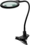 Goobay LED-förstoringslampa med klämma, 6 W, svart 480 lm, 100 mm glaslins, 1,75x förstoring, 3 dioptrier