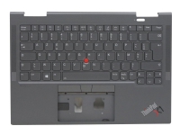 Sunrex - Erstatningstastatur for bærbar PC - med Trackpoint, UltraNav - bakbelysning - AZERTY - Fransk - grå - FRU - med toppdeksel - for ThinkPad X1 Yoga Gen 6 20XY, 20Y0