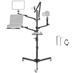 NEEWER Support de Streaming en Direct avec roulettes, Support de caméra au Sol avec Bras de Perche pour Micro, Support de téléphone/Tablette/Ordinateur Portable, Plateau, Support de Webcam Mobile