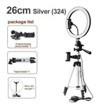 Suudada 10-Inch Multi-Function Tripod Led Selfie Ring Light For Live Broadcast/Makeup/Youtube Video Dimmable Beauty Ring Light With T-10Inch-Silver