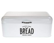 Retro General Store White Metal Bread Storage Bin with Hinged Lid