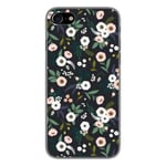 Tryckt silikonfodral kompatibelt Apple iPhone SE 2020 iPhone SE 2022 Blommor Svart Transparent