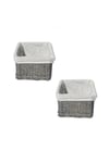 Set Of 2 Wicker Storage Basket With Cloth Lining 22 x 22 x 14.5 cm