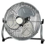 Metal Floor Fan High Velocity 3 Speed Large 12" Chrome for Home Gym Industrial